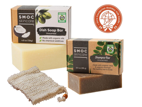 Plastic-Free Gift Set: Dishwashing Soap Bar + Shampoo Bar + Soap Bag